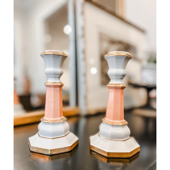 Gold & Pink taper‎ Andrea by Sadek Candlestick Set - Picture 5 of 5